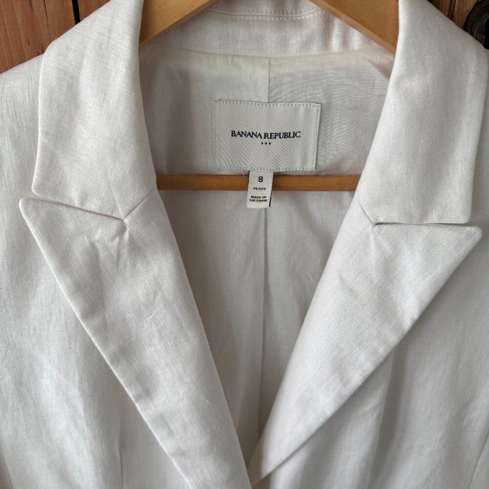 Banana Republic Women's One Button White Linen Jacket 8 Petite NWOT $170